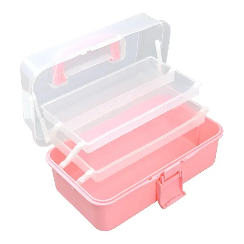 2/3 Layers Large Capacity Storage Box Foldable Multifunctional Plastic Portable Makeup Hairpin Organizer Nail Art Jewelry Box desktop storage box,storage drawer boxes