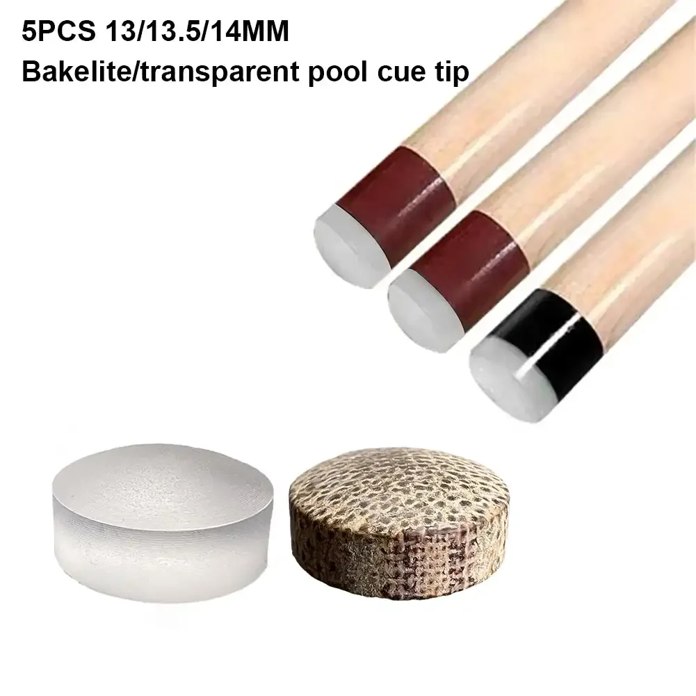 5Pcs 13/13.5/14MM Billiard Pool Cue Tip Portable Strong Hardness Cue Parts Snooker Cue Tip