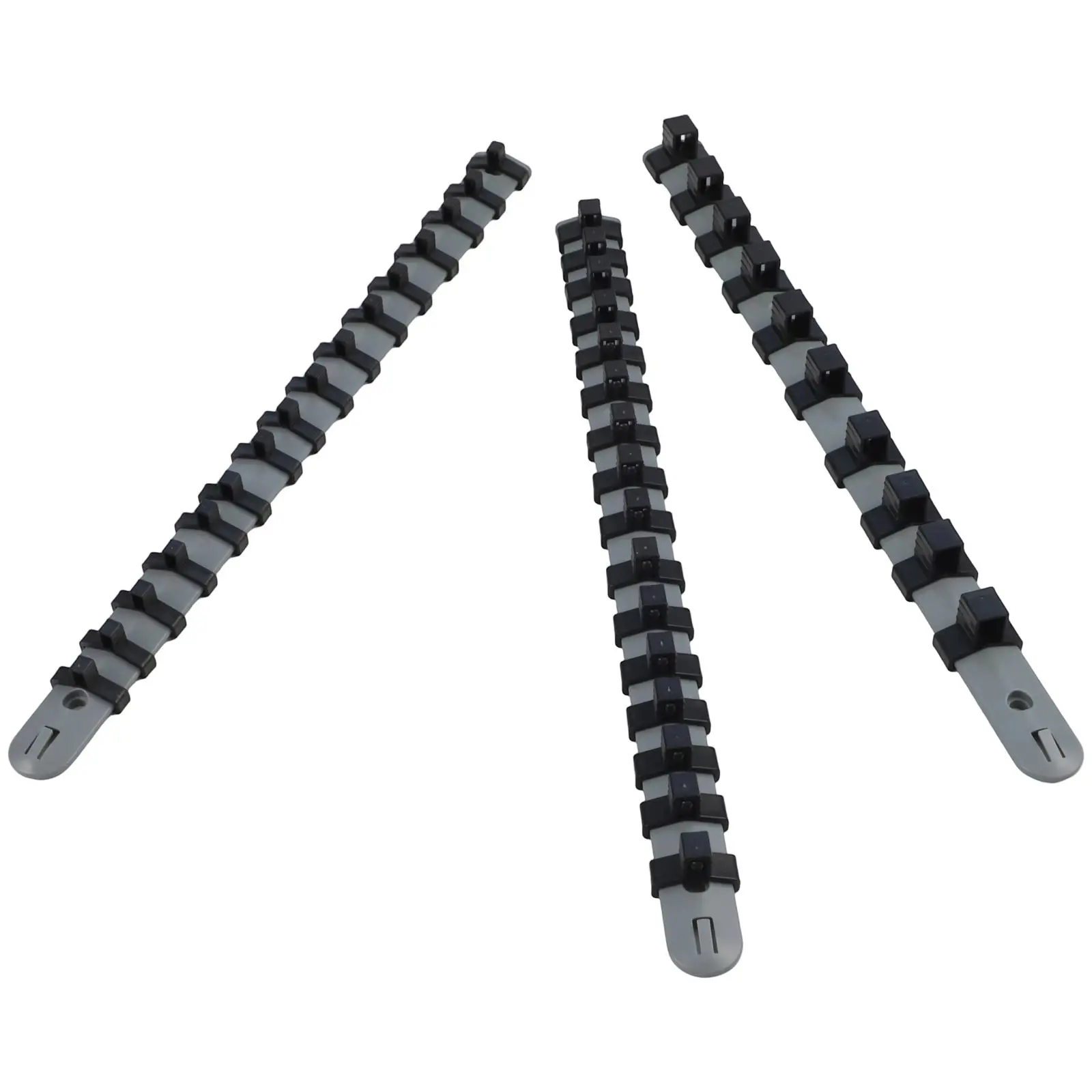 3pcs/Set Plastic Socket Organizer 1/4 3/8 1/2 Inch Socket Tray Rail Rack Storage Holder 1/4 3/8 1/2 In Socket Clip Rail Surpport