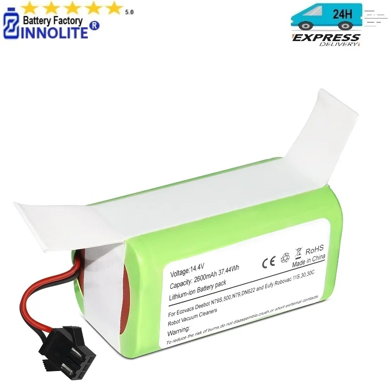 

14.4V 2600mAh Li-ion Replacement Battery for Ecovacs Deebot N79 N79S DN622, Eufy Robovac 11 11S Plus MAX 12 15C 25C 30 30C 35C