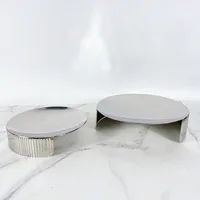 Nordic Creative Mirror Polished Folds Stainless Steel Glossy Metal Tray Model Room Disc Ornament 2