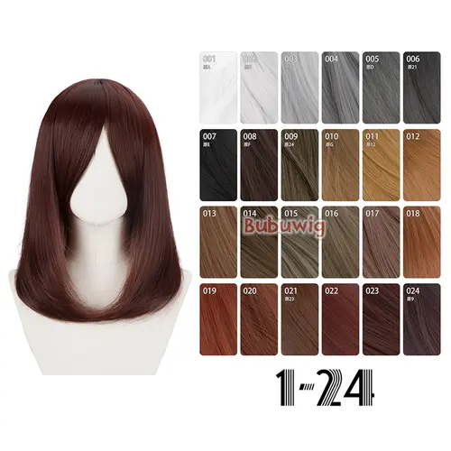 Bubuwig Synthetic Hair Over 100 Colors Fashion Classic 40cm Long Straight Anime Cosplay Wigs Pure Color Black Wig Heat Resistant - Image 28