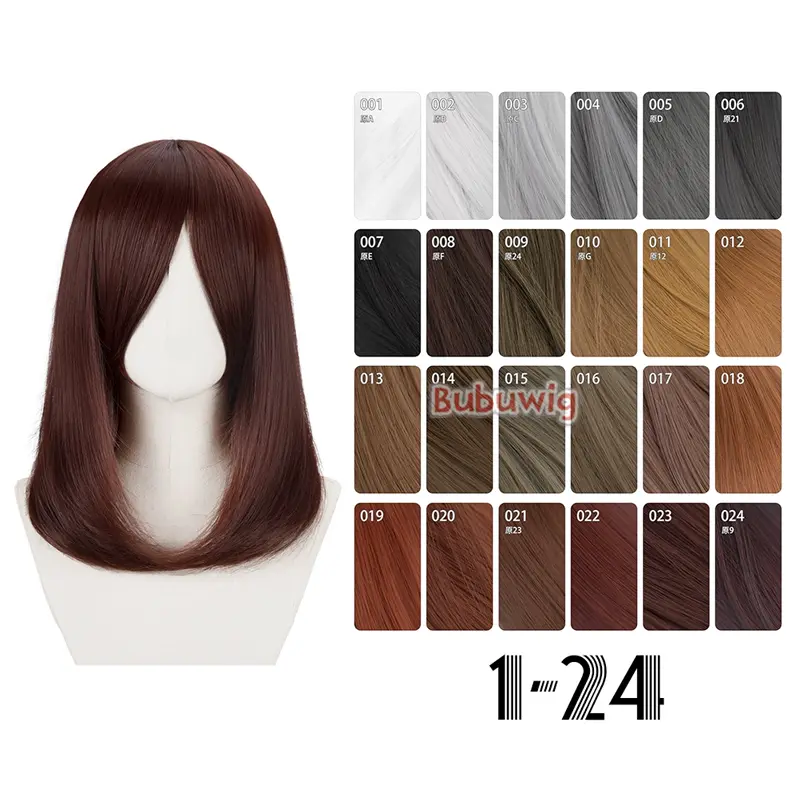 Bubuwig Synthetic Hair Over 100 Colors Fashion Classic 40cm Long Straight Anime Cosplay Wigs Pure Color Black Wig Heat Resistant - Image 28