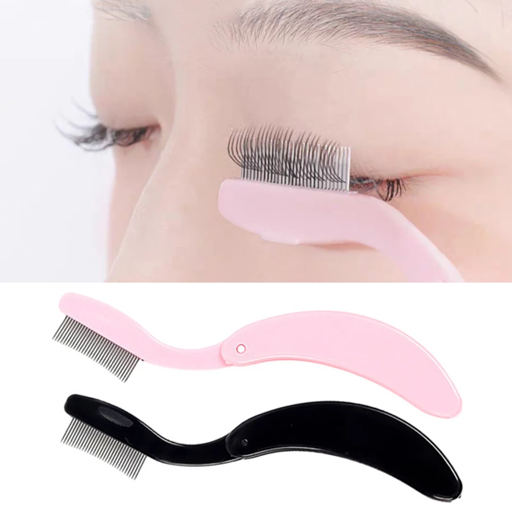 1PCS Foldable Ultra-fine Stainless Steel Teeth Eyelash Brush Eyelashes Extension Comb Eyelash Brush Steel Needle Comb