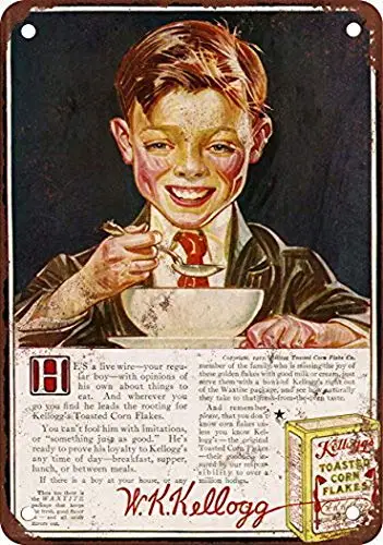 Kellogg-carteles de escamas esmeriladas para decoración de pared, caja Ceral de estaño, cartel de Metal Retro de aluminio vintage, decoración de granja