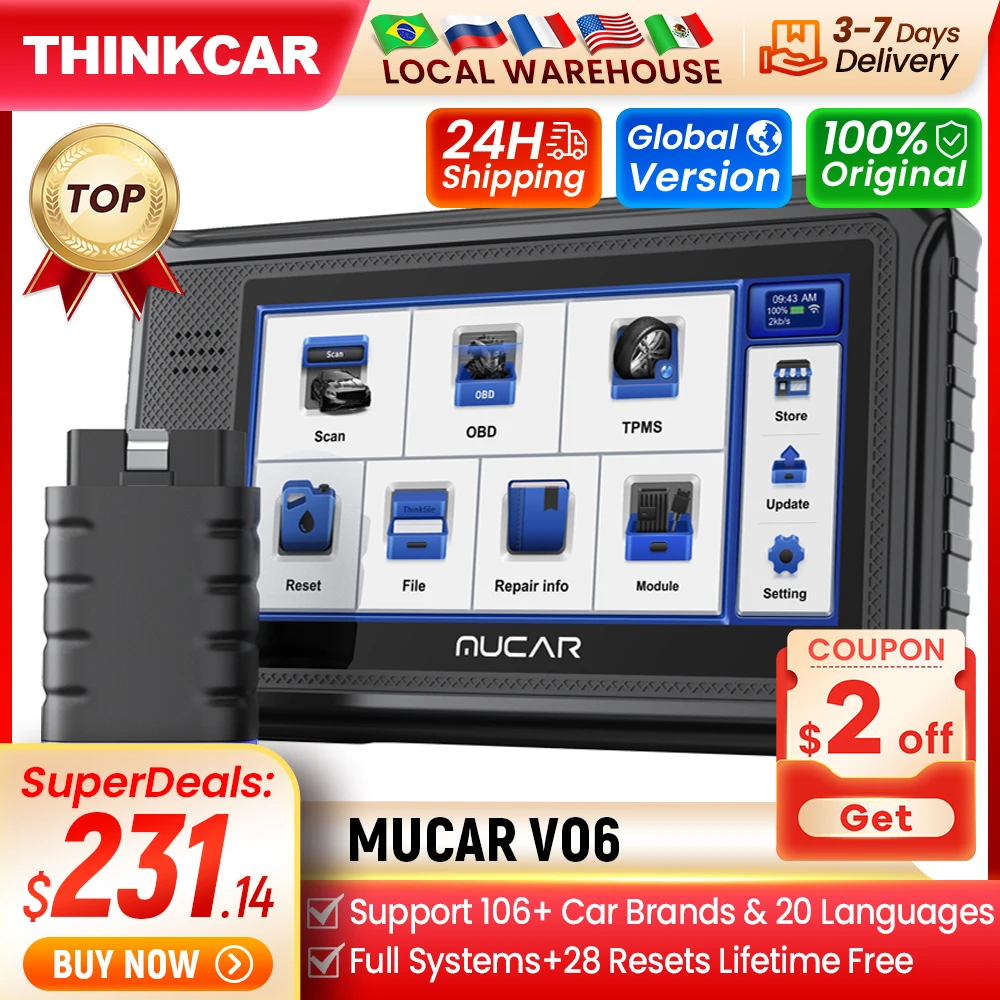 THINKCAR MUCAR VO6 Best Professional Car Diagnostic Tools Full System Automotive Obd2 Scanner OBD Auto Diagnosis