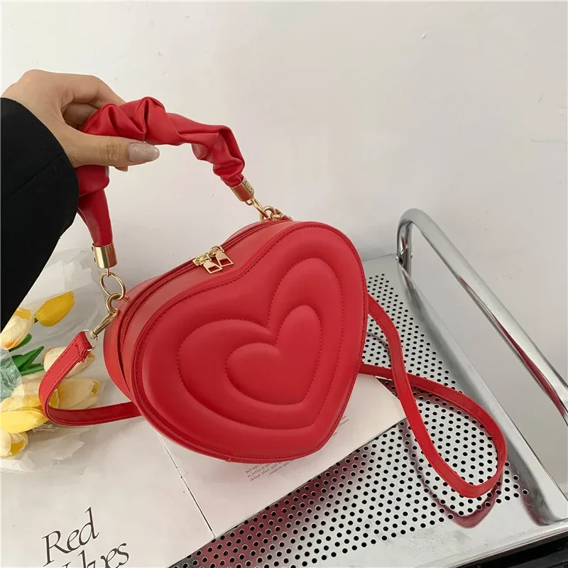 Fashion Love Heart Shape Shoulder Bag Small Handbags Designer Crossbody Bags For Women Solid Pu Leather Top Handle Bag bolsa