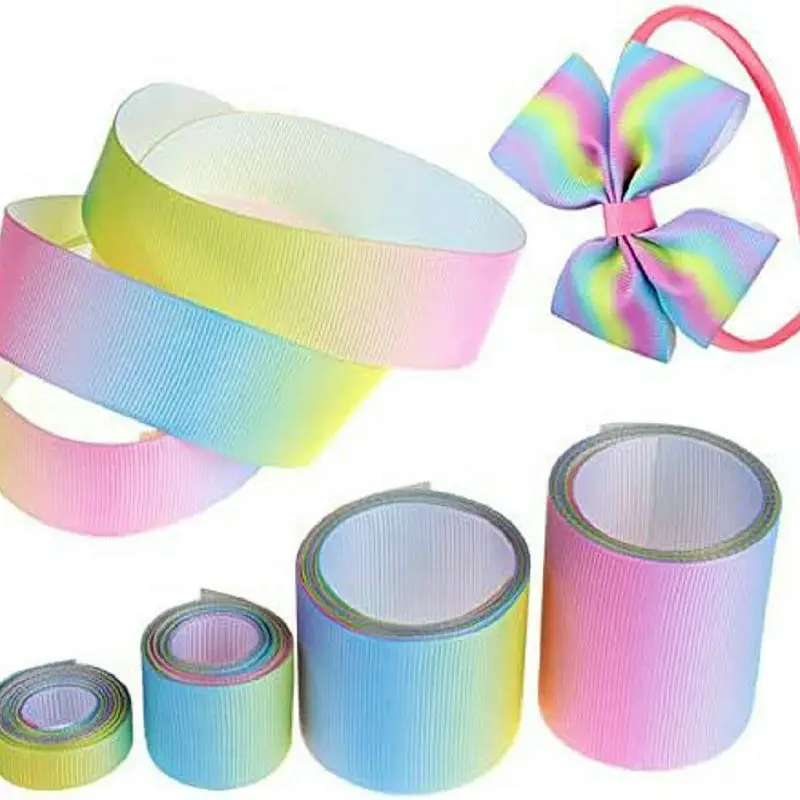 Grosgrain 레인보우 리본, 헤어 보우 선물 포장, 웨딩 장식, 바느질 원단, DIY 공예, 5 미터