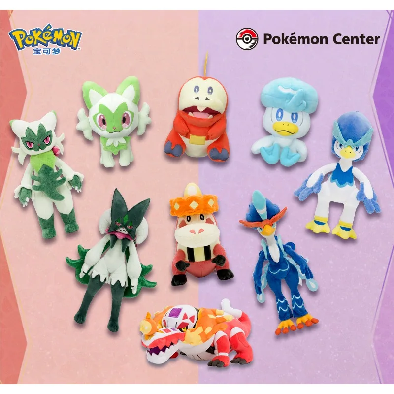 

20-29cm Genuine Stock Pokemon Sprigatito Fuecoco Quaxly Floragato Crocalor Plush Toy Doll Hobby Collection Birthday Gift