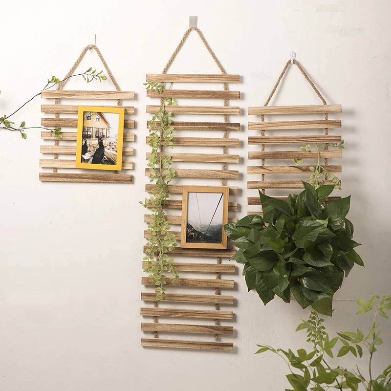 Solid Wood Flower Rack Wall Hanging Flower Shelf Balcony Decoration Garden Potted Plant Shelves Living Room Home Decor