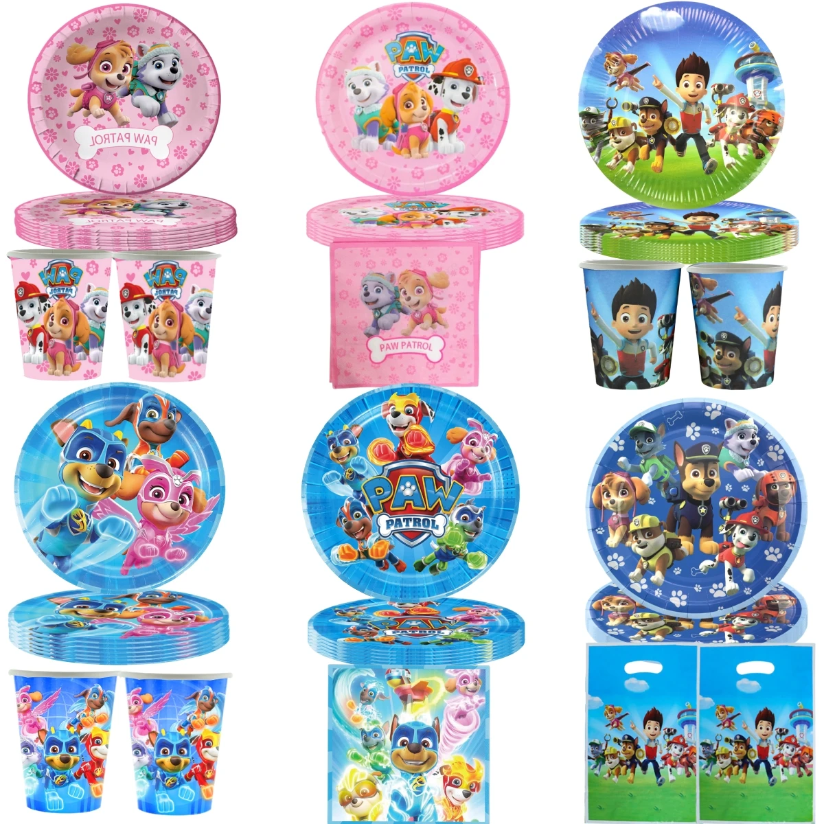 Paw Patrol Birthday Party Decor Disposable Tableware Tablecloth Cup Plate Napkin Dog Gift Bag Baby Shower Kid DIY Party Supplies 81pcs cartoon dog theme kids birthday party decorations disposable paper cup napkin plate baby shower supplies gift bags