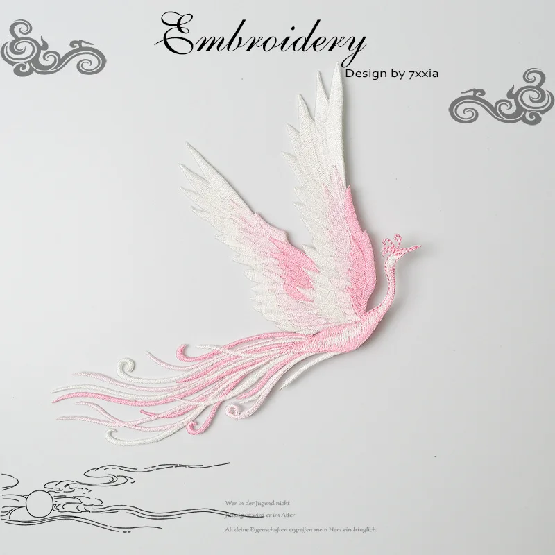 

Delicate Phoenix Cloth Sticker Embroidery Iron On Fashion Jacket Clothing Patch Chinese Style DIY Material Bag Decoration