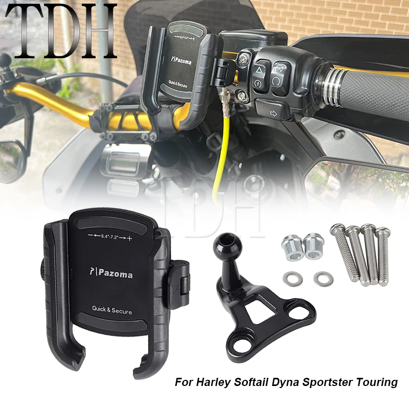 

Mobile Phone Holder Bracket For Harley Sportster XL FLHC FLSL FXBB 5.4-7.2in Phones Cellphone Quick Stem Stand Handlebar Bracket
