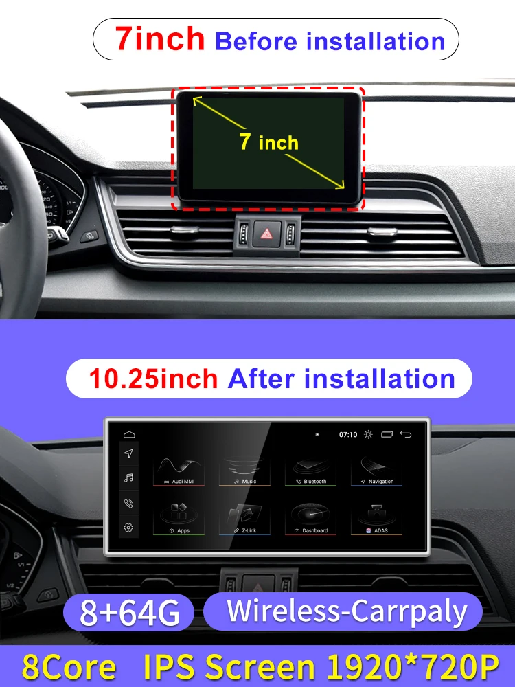 Qualcomm 8G 128G Android13 10.25inch Carplay AUTO For AUDI 2018-2022 Q5 Q5L Car
