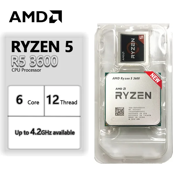 AMD Ryzen 5 3600 CPU Processor New R5 3600 3.6 GHz Six-Core Twelve-Thread 100-000000031 65W Socket AM4 1