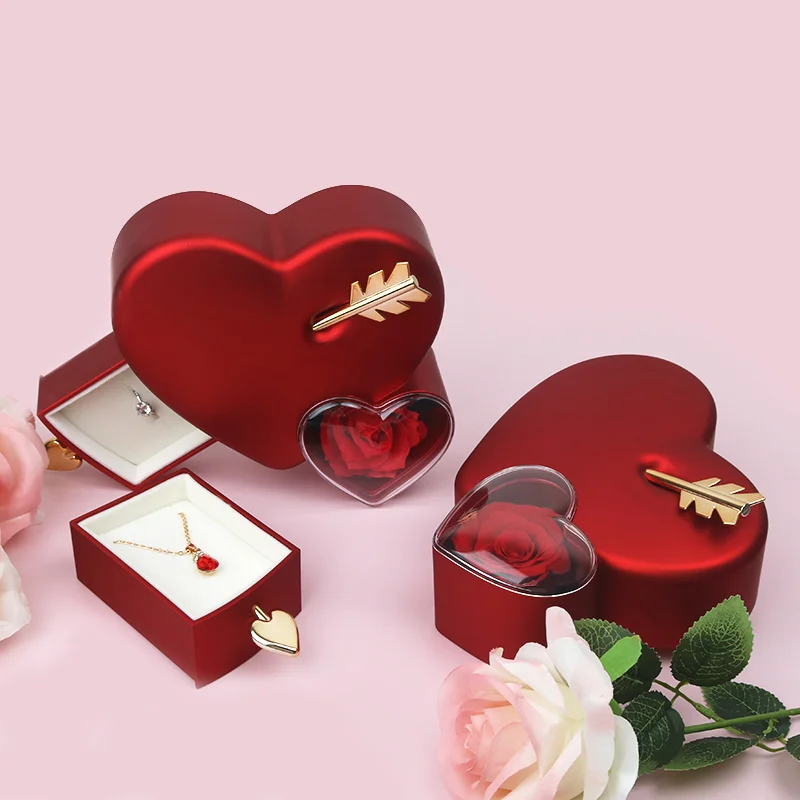 Bestseller Grenzüberschreitende Kreative Herzförmige Schmuckaufbewahrungsbox zum Valentinstag mit Einzigartigem Verpackungsdesign für Rosen
