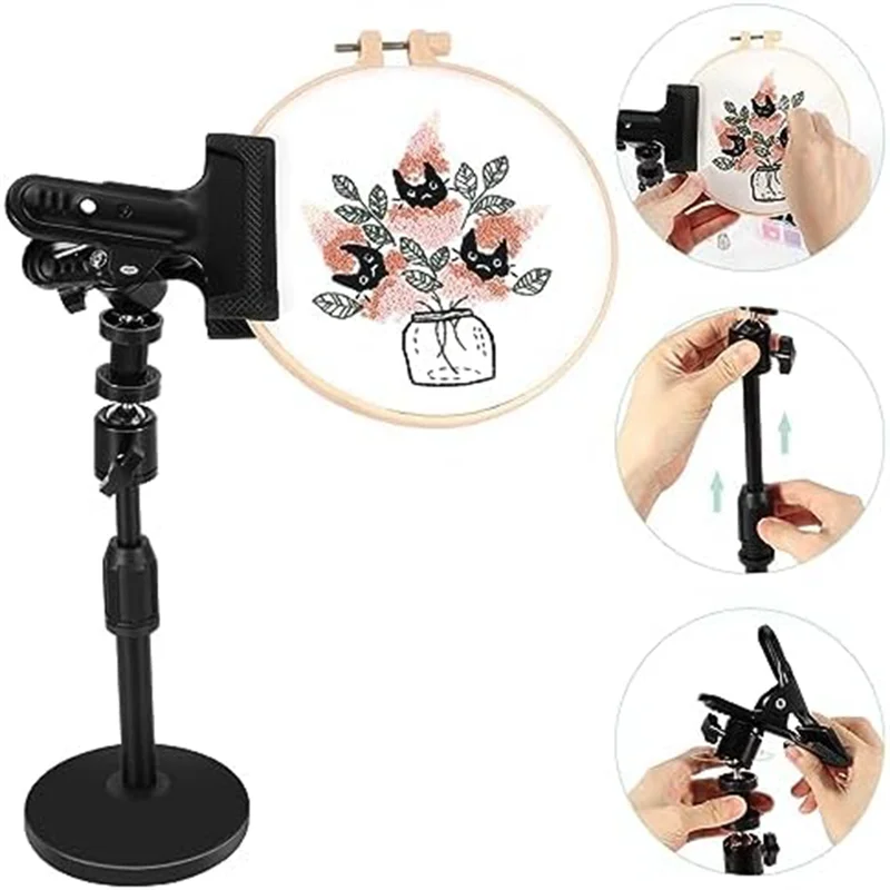 1 Piece Embroidery Hoop Holder Metal Rotating Adjustable Embroidery Holder Hoop For Projects