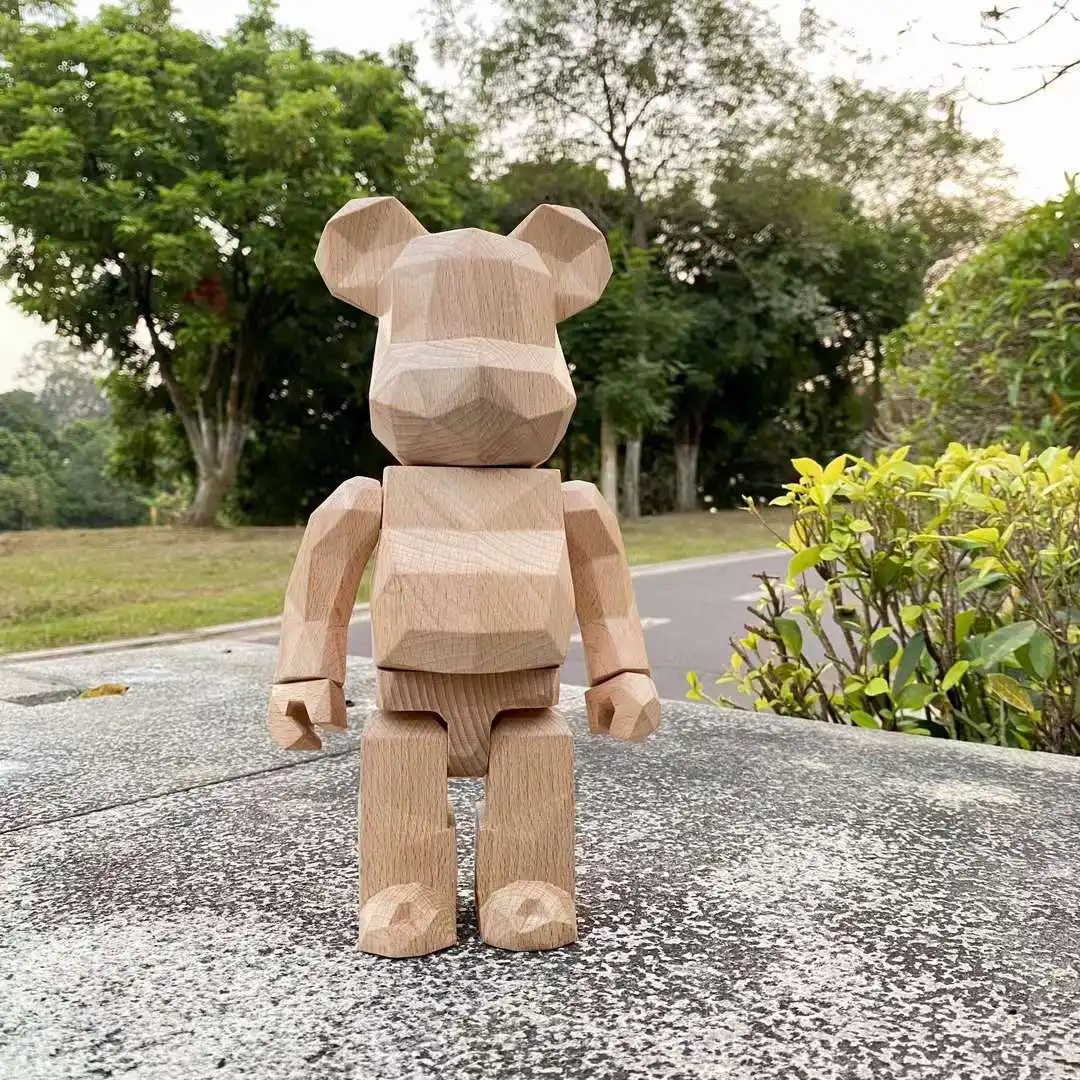 

Bearbrick 400% бук в форме алмаза деревянный медведь ручной работы Натуральное цельное Дерево производство коллекция настольные украшения кукла