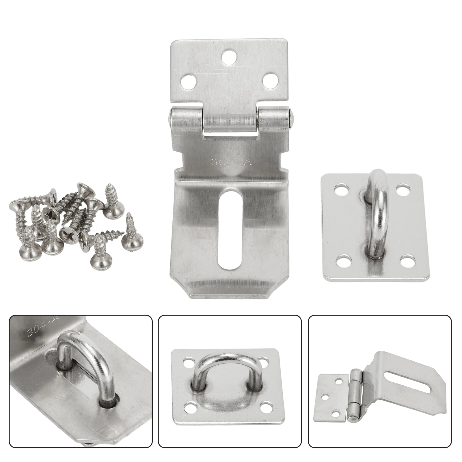 

Cabinet Hasp 3inch/4inch/5inch Stainless Steel For Padlock Gate Door Shed 90 Degrees Latch Lock Hasp And Staple