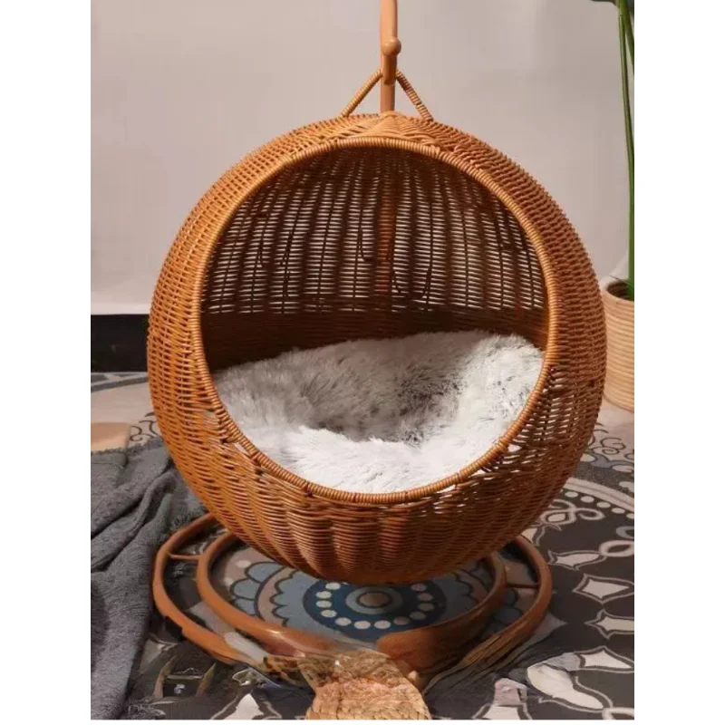 

Pet Hammock Cat Nest Rattan Woven Four Seasons Universal Straw Woven Washable Woven Swing Bed Cat Hanging Cradle