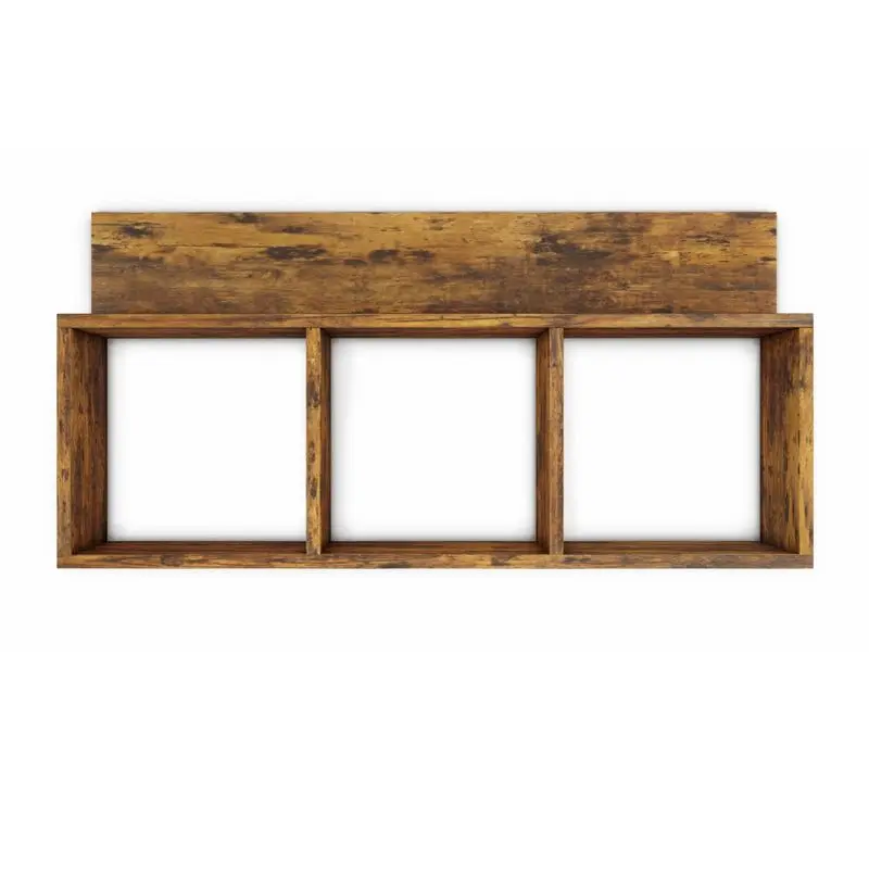 

31.5" x 15.7" Rustic Floating Triple Cubby Shelf