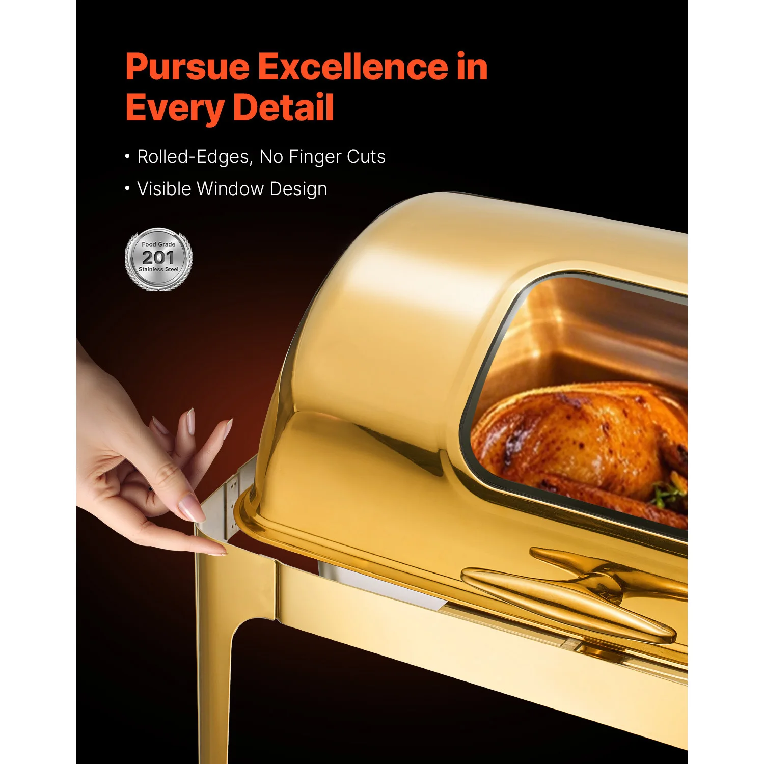 Stainless Steel Chafing Dish Buffet Server with Visible Lid