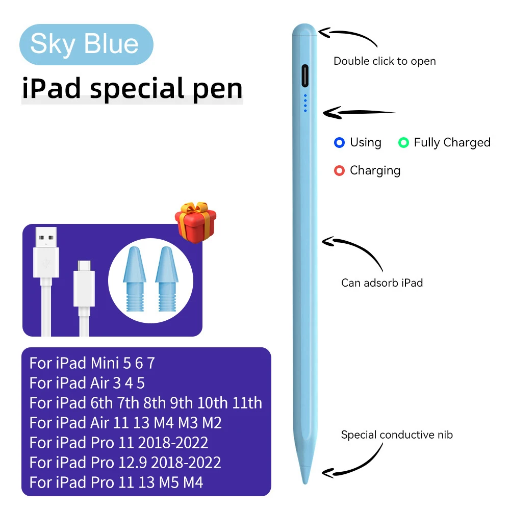 Advanced Stylus Pen with Palm Rejection and Power Display