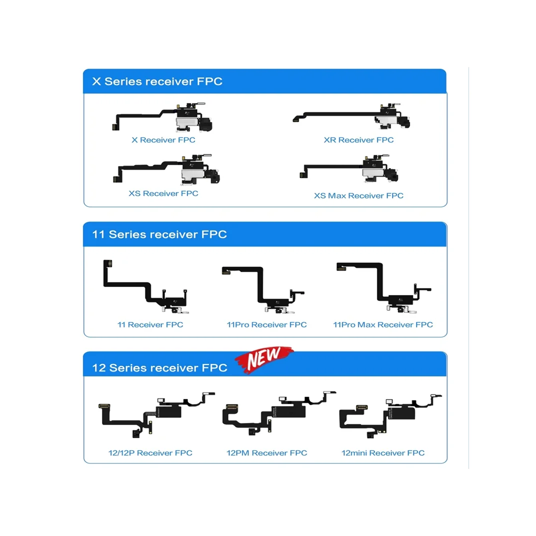 Ricevitore Jcid Fpc Per Riparazione Iphone Face Id E Turetone Senza Ricevitore Originale Fpc O Fpc Danneggiato X-12Pm Strumenti Serie Completa