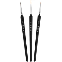 3 Pcs Micro Detail Paint Tiny for Nails Brush Kits Details Facial Watercolor Tool Set Suite 1