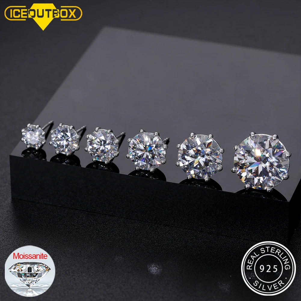 3-15mm Moissanite Diamond Stud Earrings For Women Men Luxury