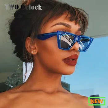 Black & Blue Square Hipster Sunglasses