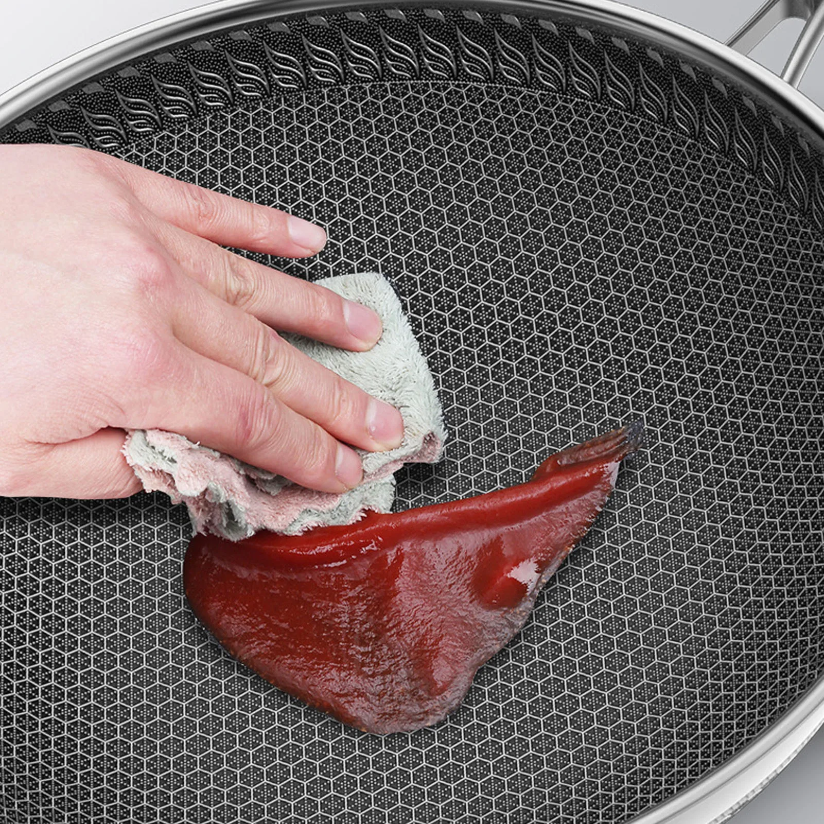 Nonstick Frying Pan Honeycomb Stainless Steel Fry Pan Nonstick 316SUS Dishwasher Safe Fast Even Heating for Induction Stovetop