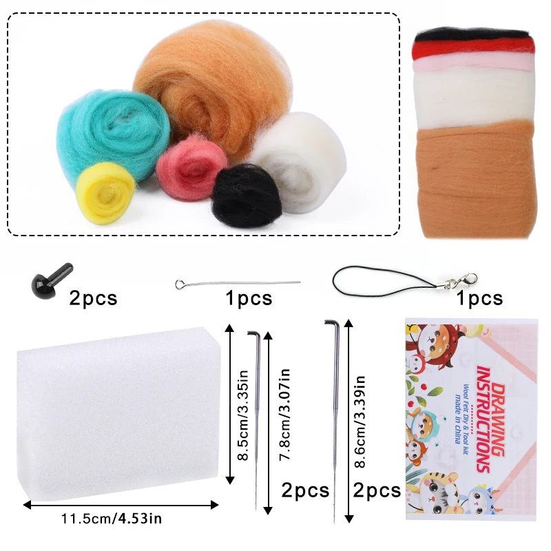 Wool Felting Package Material Animal Handmade Toy Non-Finished DIY Arts Crafts Needlework Yarn Needle Felting Starter Kit 1 Pcs