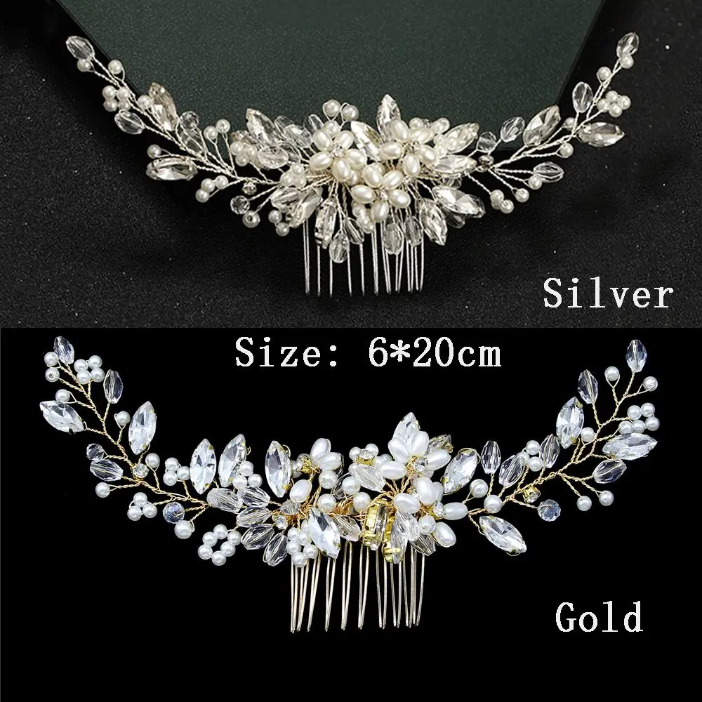 Crystal Wedding Bridal Hair Jewelry For Party Women Handmade Tiara Headpiece Pearls Crystal Hair Combs Hairbands Accessorie
