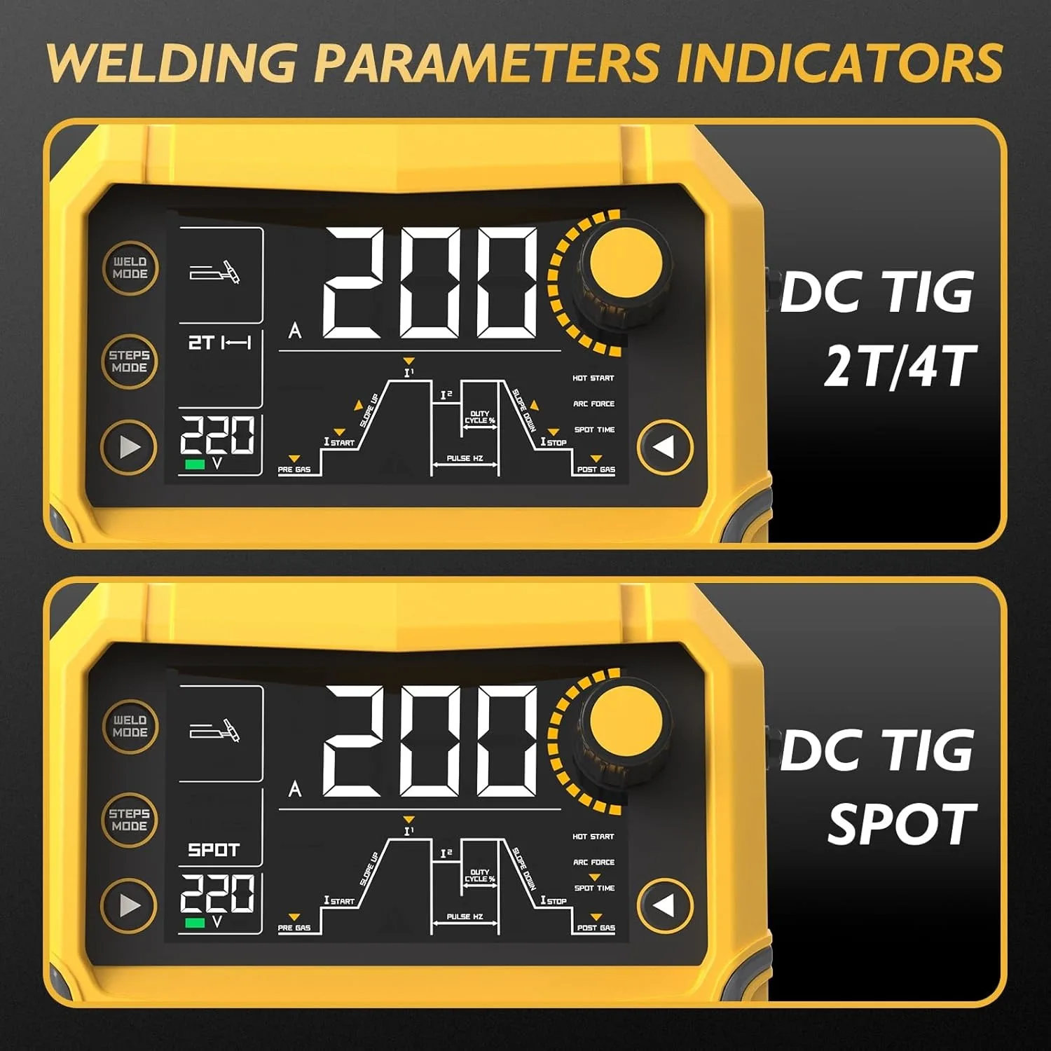 TIG Welder with Pulse Multifunctional TIG Welding Machine DC TIG/Spot TIG/Stick 110&220V Dual Voltage with Large Digital Display 4