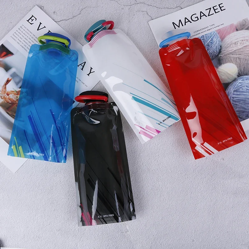 Portable Ultralight Foldable Water Bag 700ml Water Bottle Pouch Outdoor Sport Supplies Hiking Running Soft Flask Water Bottle