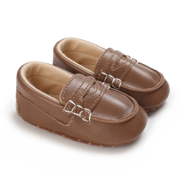 Newborn Baby Prewalker Girls Boys Casual Shoes Leather Non-Slip Soft-Sole Infant Toddler First Walkers 0-18M Baptism C-709 brown