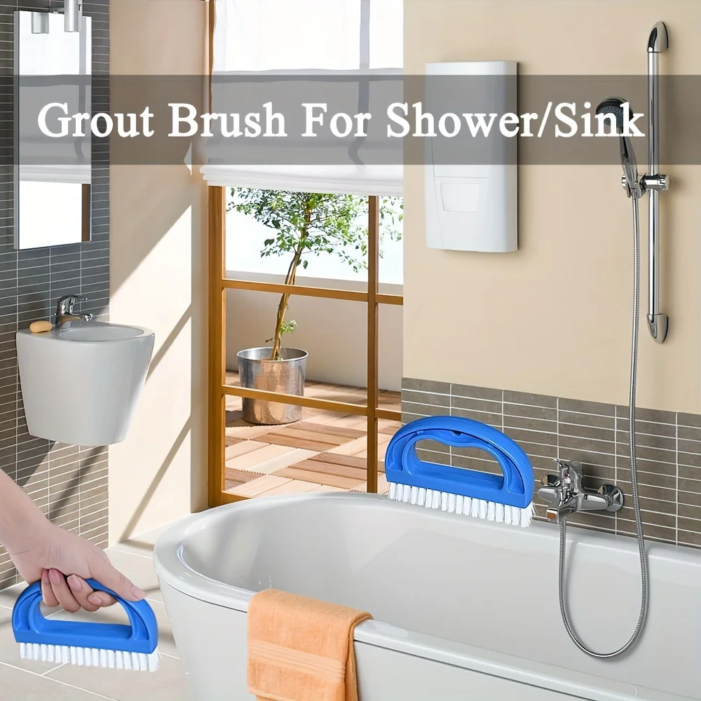 1pc, Stiff Bristles Grout Cleaner Brush, Bathroom Shower Grout Scrubber, Cleaning Brush For Tile, Cleaning Supplies 4