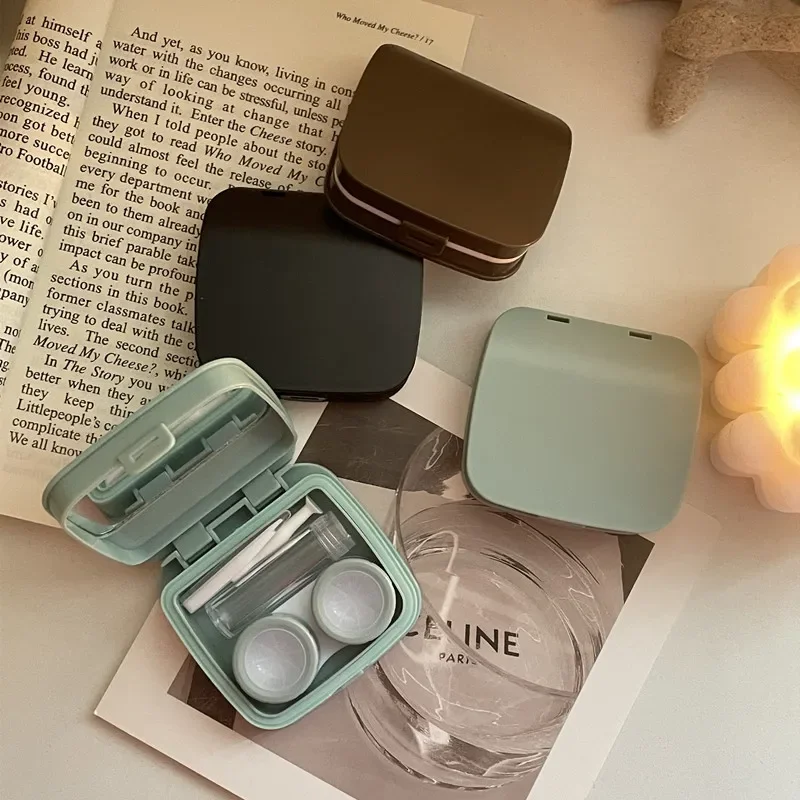 여성용 블랙 콘택트 렌즈 보관함, 우아한 렌즈 용기, 고급 콘택트 렌즈 케이스, 휴대용 여행 세트, 블랙