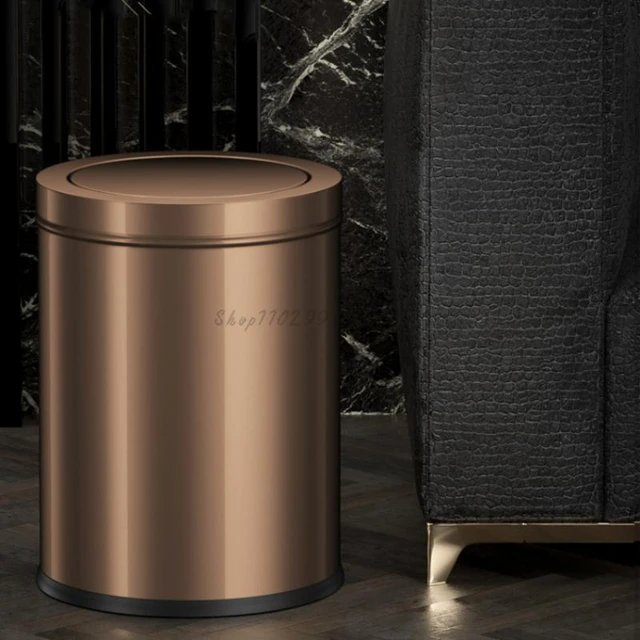 304 Stainless Steel Trash Can Golden Portable Toilet Trash Can Kitchen Basurero  Cocina Cubo Basura Reciclaje Cleaning Tools - AliExpress