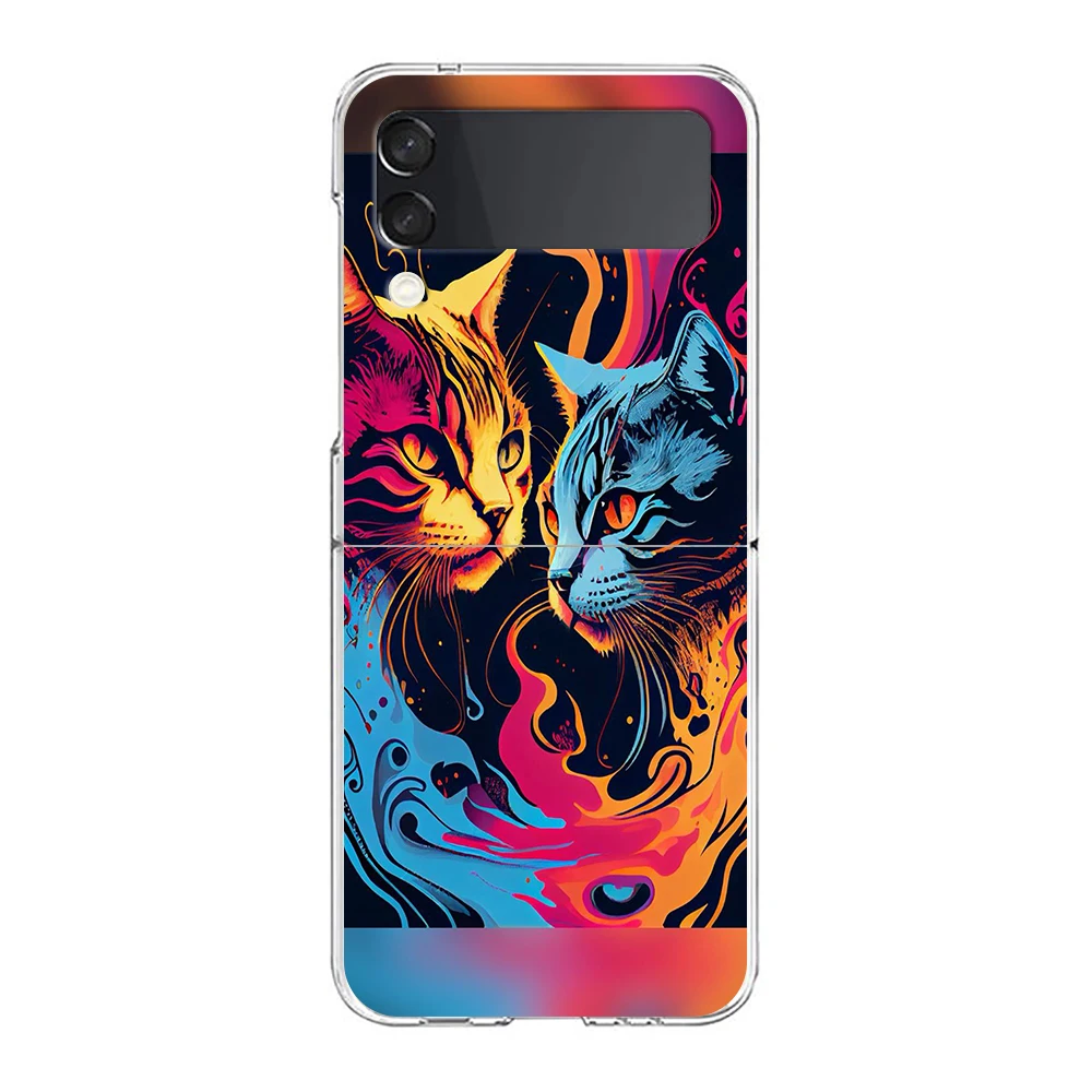 Cartoon Katze Hard PC Handy hülle für Samsung Galaxy Z Flip 5 4 3 transparente Abdeckung für Galaxy Z Flip 6 faltbare stoß feste Hüllen – Detail 3