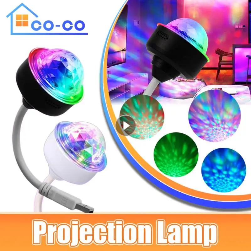 

Portable LED Disco Ball RGB Mini Bar KTV Crystal Stage Light USB Car Color Ambiance Light Wedding Christmas Festival Club Flash