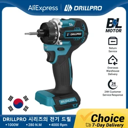 Drillpro 20+1 Torque 1/4inch Brushless Electric Screwdriver Cordless 280N.m Electric Drill Power Tool For Makita 18v Battery