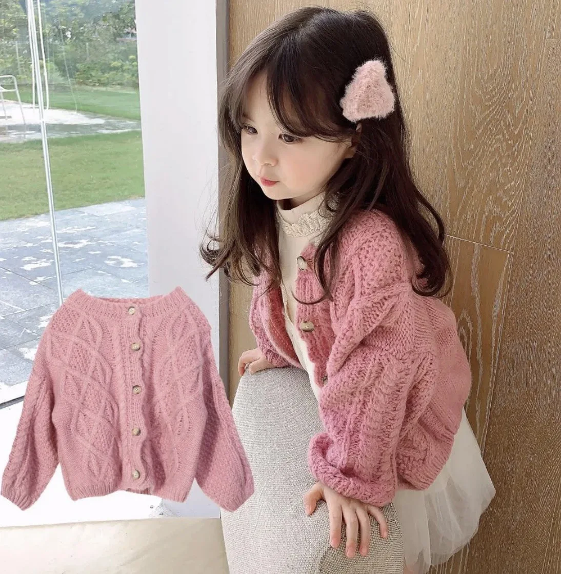 

Kids Sweater Knit Wear Cardigan Toddler Girl Clothes Autumn Winter Korean Fashion Sweater Jacket Girl Knitted Pullover Outerwear