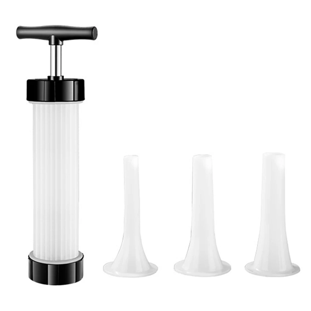 Manual Sausage Stuffing Machine with 3 Filling Nozzles Sausage Syringe  Suitable for Family Gatherings and Barbecues
