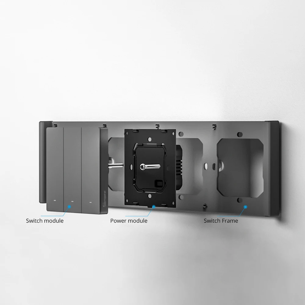 SONOFF M5 SwitchMan Smart Wall Switch 80/86 Type Push Button Switch 1/2/3 Gang Switch Frame Remote Control for Alexa Google Home
