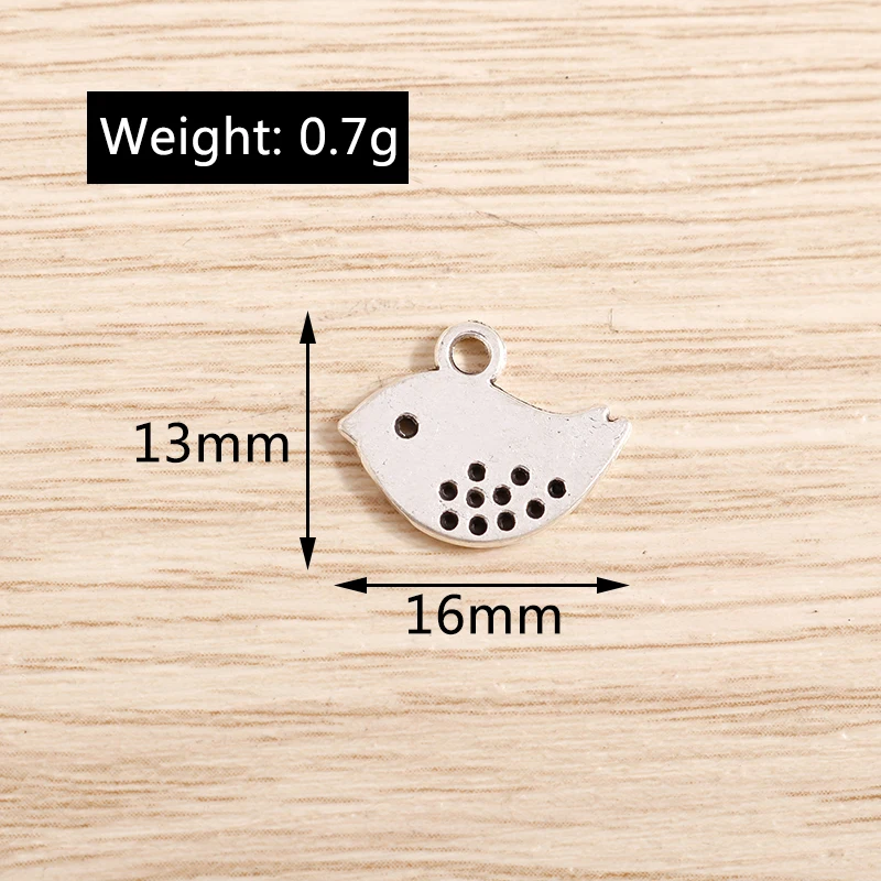 50 Stück 16 x 13 mm niedliche Tier- und Vogel-Anhänger aus Legierung für die Schmuckherstellung, Halsketten, Ohrringe, Armbänder, DIY-Bastelzubehör – Detail 1