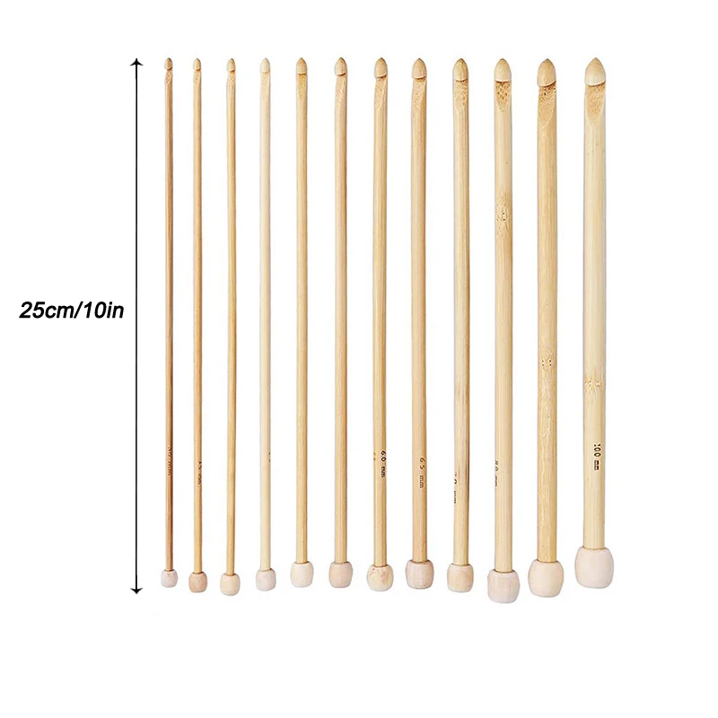 Bamboo hook knitting needle 12 hand tools crochet 25cm DIY hand knitting process