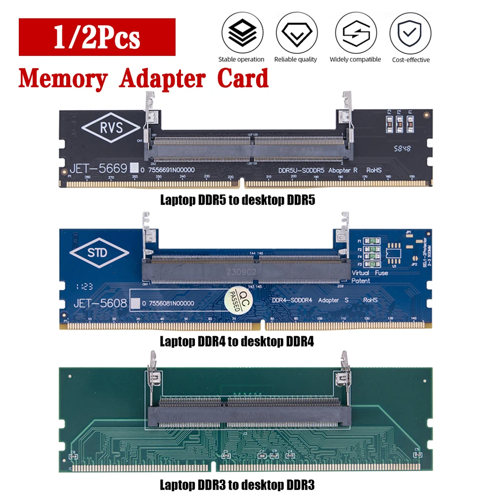 12PcsLaptopToDesktopMemoryAdapterCardDDR3DDR4DDR5SODIMMTo