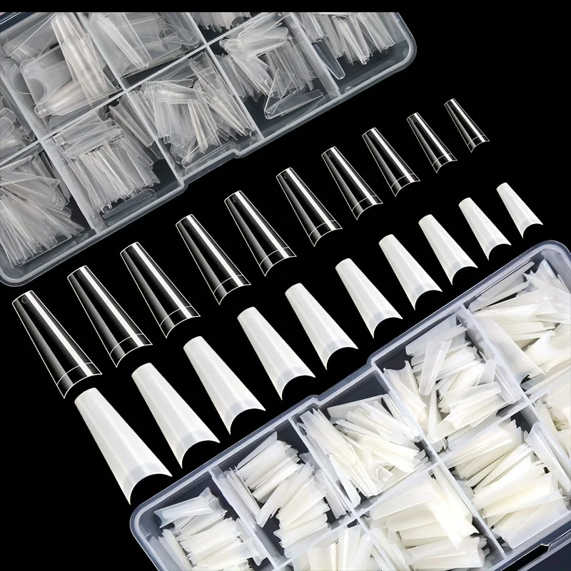 2037126-1aec6f.jpg Sfeca1235f4ae4a0a8a782605bed29b0b9 500Pcs French Coffin Dancer Nail Tips Acrylic Nail Artificial Half False Flakes Nail Tips, 10 Sizes with Clear Plastic Box for Na Mallzona
